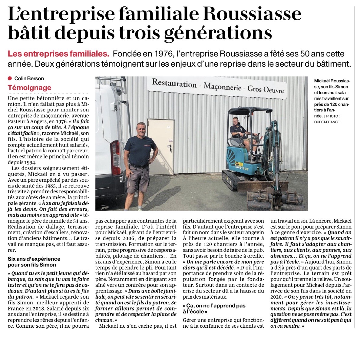 Article Ouest France - 31/08/2026